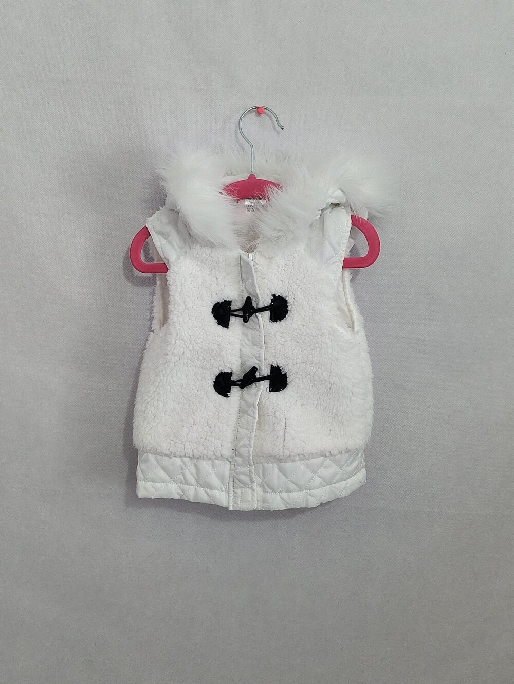 Little Lass White Sherpa Hooded Vest Full Zip